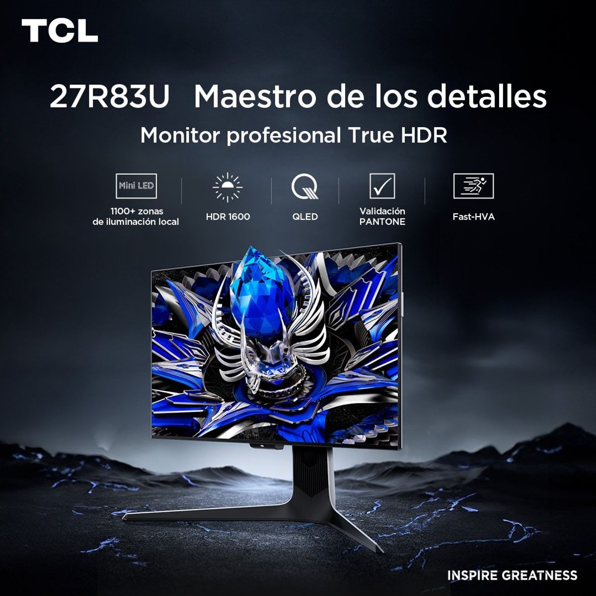 TCL - Monitor Gamer TCL 27" R83U 160Hz 4K QD-MiniLED 1ms