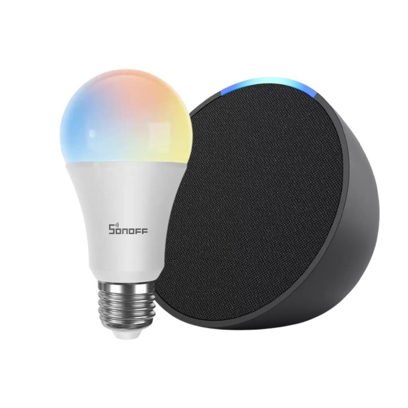 AMAZON - Amazon Amazon Echo Pop Negro + Ampolleta LED Inteligente RGB