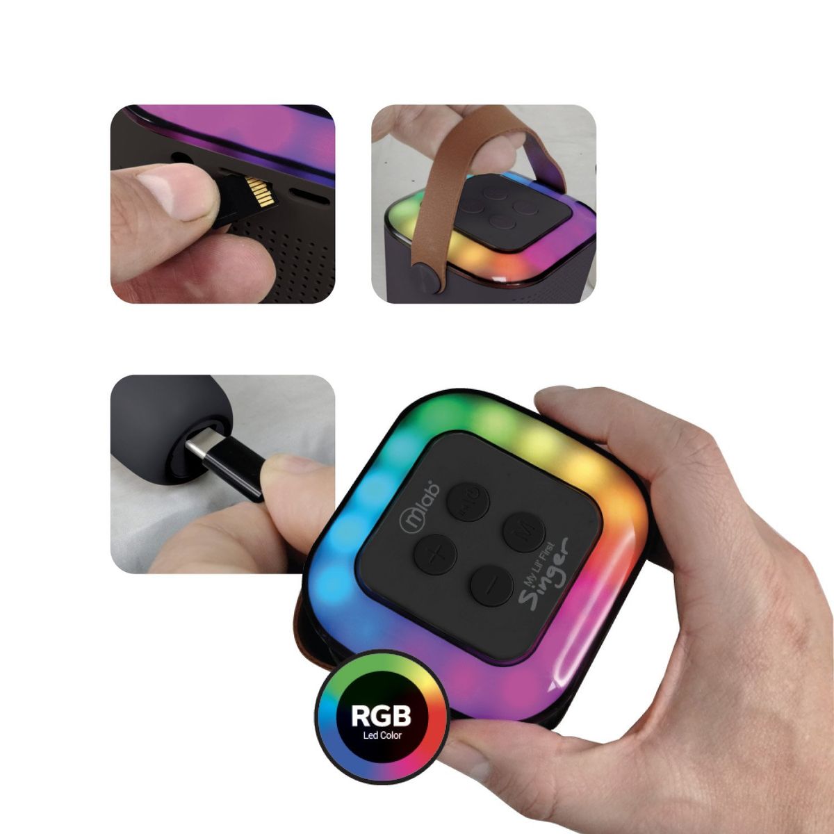MLAB - Parlante Karaoke Rgb Con Micrófono Inalámbrico Negro - SC