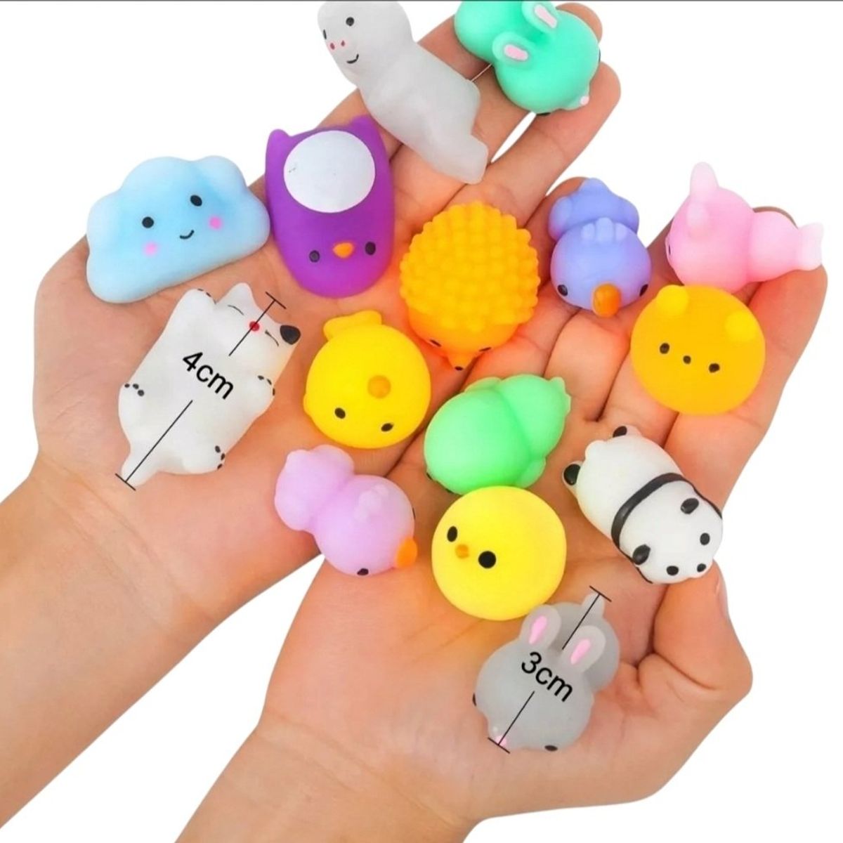 GENERICO - pack10 mini mochi squishi brilla en la oscuridad antiestres