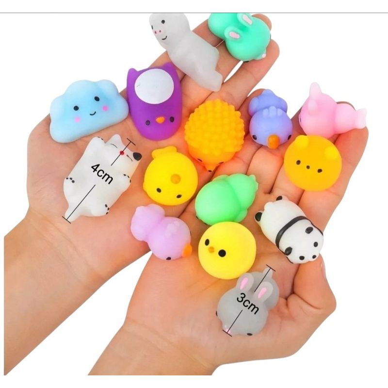 GENERICO - pack10 mini mochi squishi brilla en la oscuridad antiestres