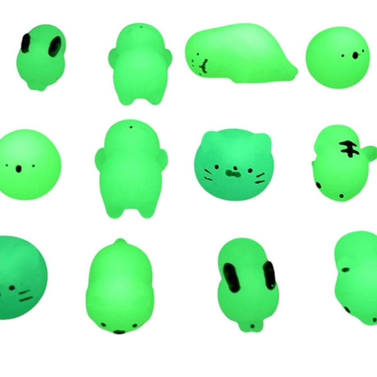 GENERICO - pack10 mini mochi squishi brilla en la oscuridad antiestres