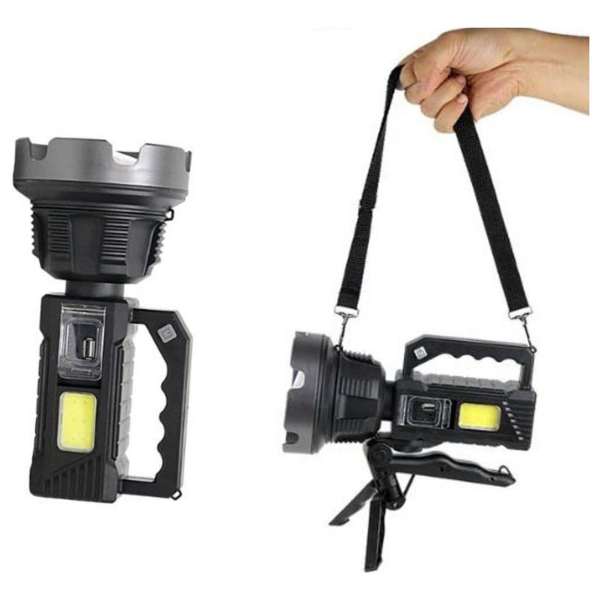 IMPORTCLICK - Linterna Luz LED COB 100 Watt Exteriores Recargable - Negro