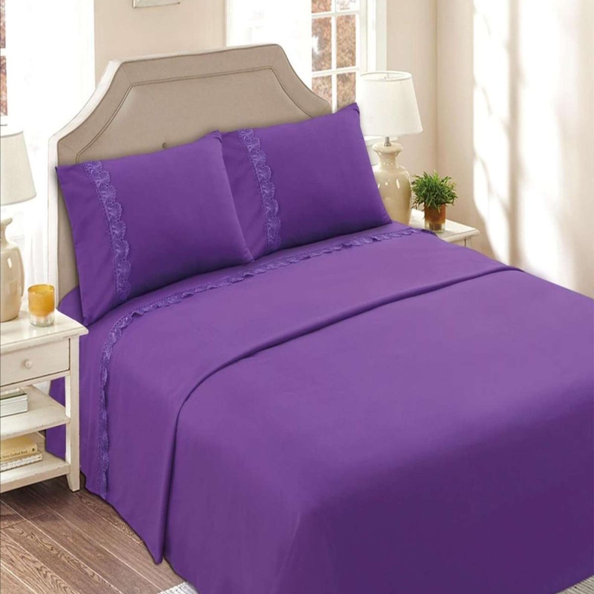 GENERICO - SABANAS 144 HILOS KING MORADO