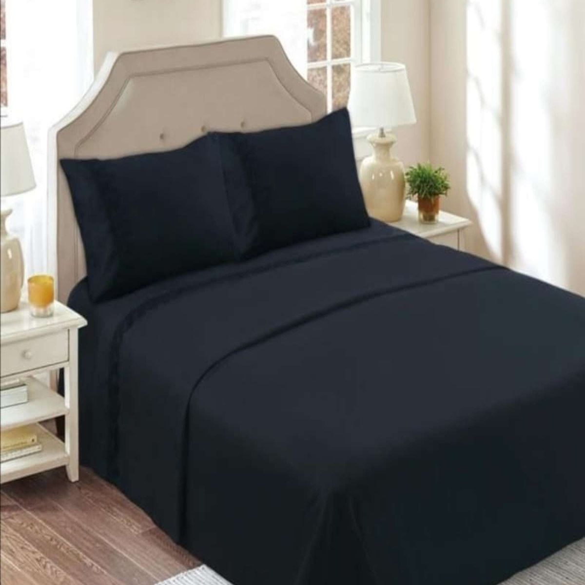 GENERICO - SABANAS 200 HILOS KING NEGRO