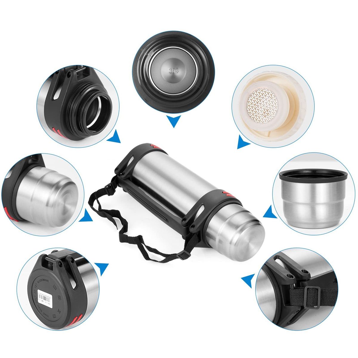 TATEE - Botella termo de agua caliente doméstica de acero inoxidable de 1 L