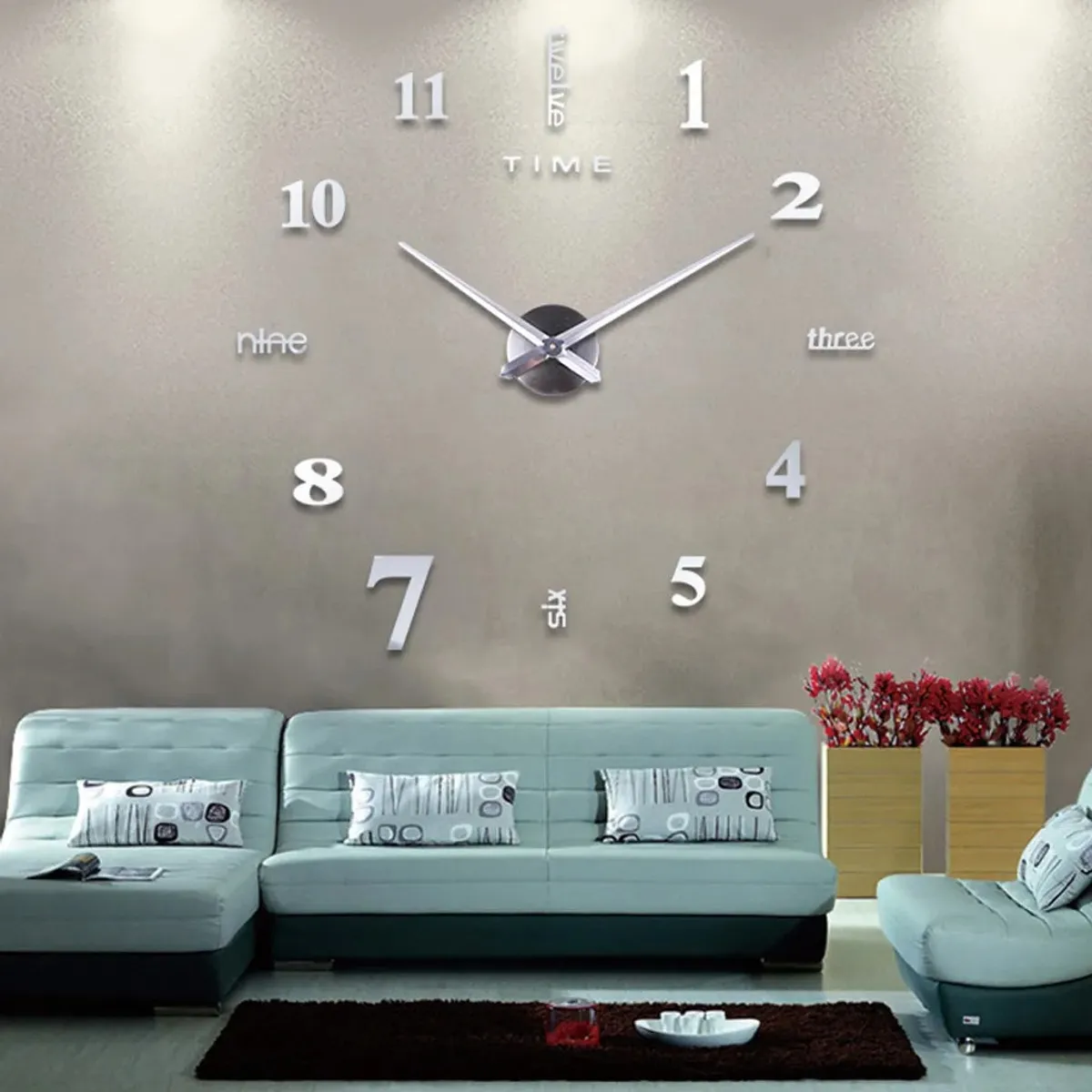 TATEE - Reloj de pared 3D sin marco Reloj de pared digital simple moderno DIY