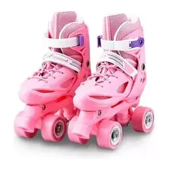 U BUY - Patines Rosados 4 Ruedas Ajustables Talla XS