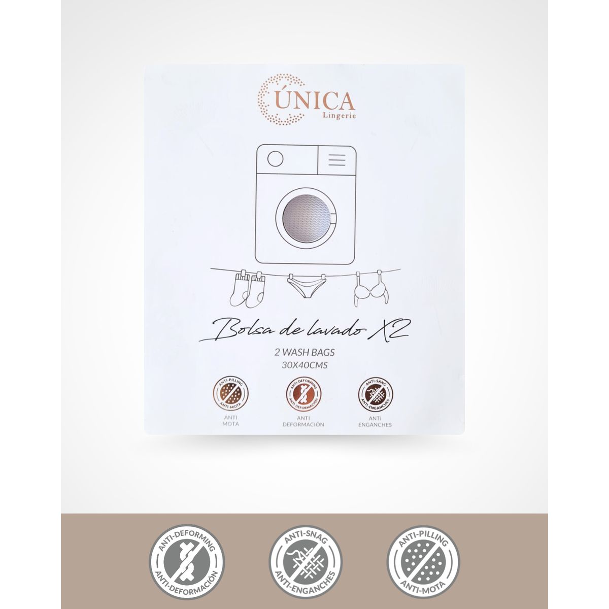 UNICA LINGERIE - BOLSAS DE LAVADO PACK X2  30X40CMS