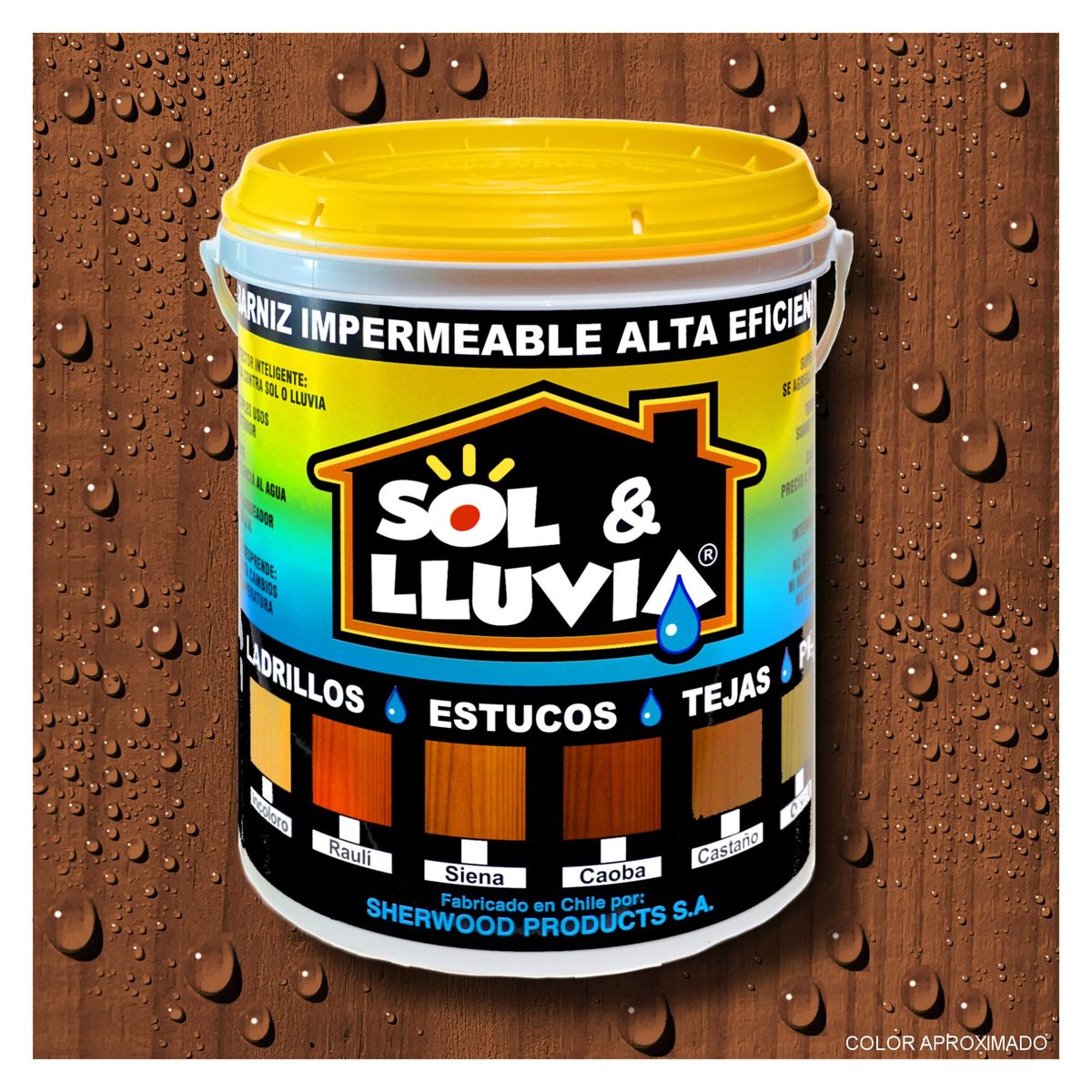 WETPROOF - BARNIZ PARA MADERA EXTERIOR IMPERMEABLE SOL Y LLUVIA® CASTAÑO 1 GALON