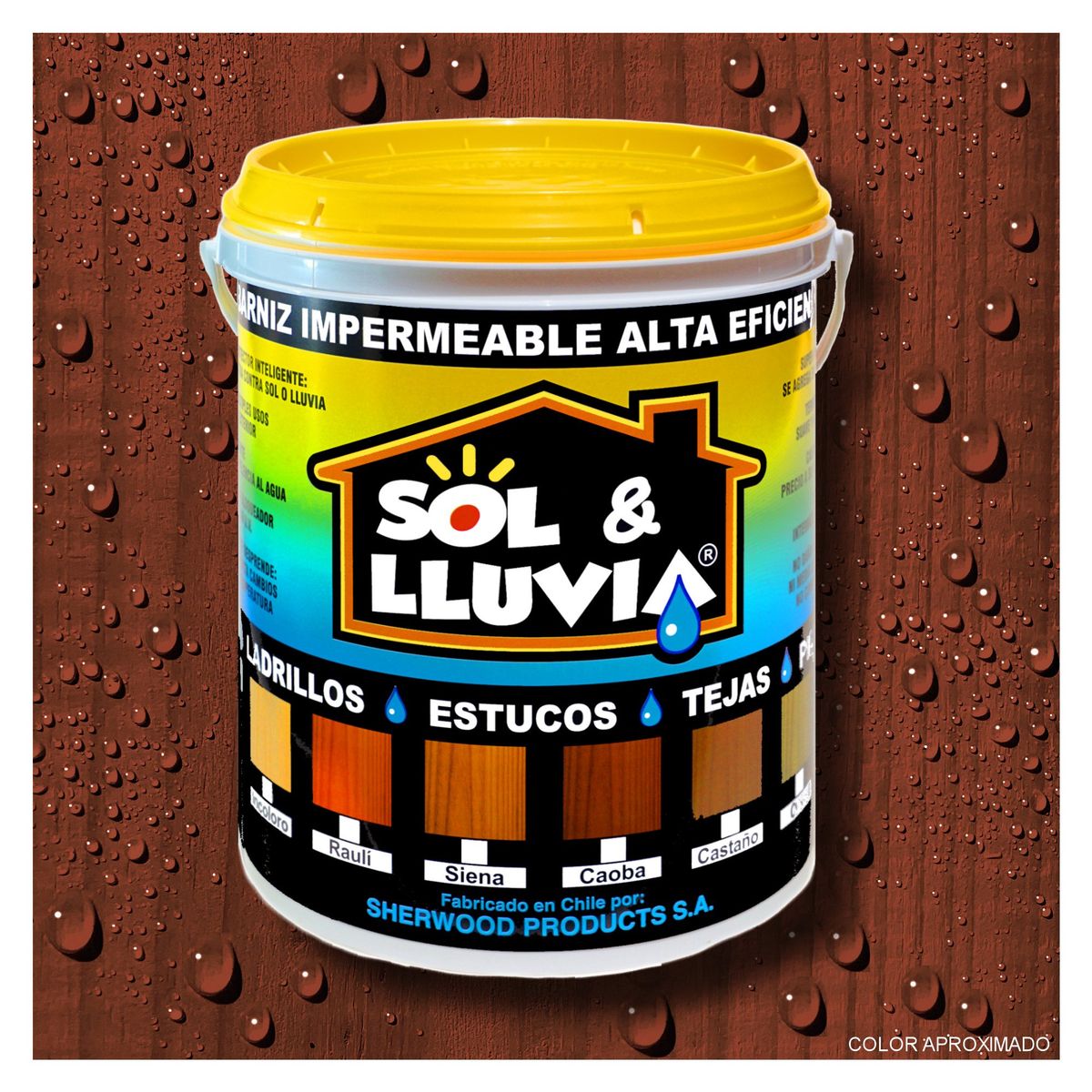 WETPROOF - BARNIZ PARA MADERA EXTERIOR IMPERMEABLE SOL Y LLUVIA® CAOBA 1 GALON