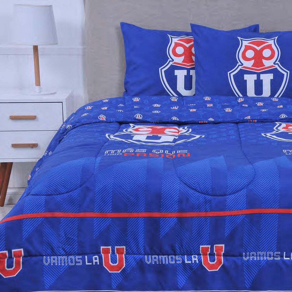 MASHINI - Cobertor Plumón Cubrecama Reversible 2 Plazas Universidad de chile