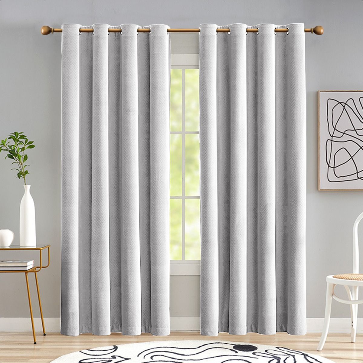 SUPERCENTER - 2 Paño Cortina 100% Blackout Engomada Termica 140x220 Cm Blanco