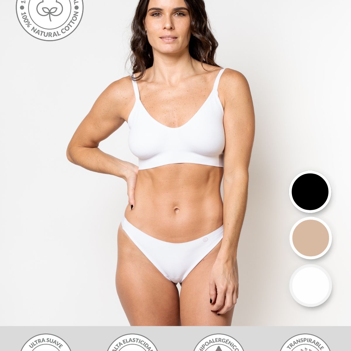 UNICA LINGERIE - CALZÓN PACK 3 COLALESS EN ALGODÓN SIN DEMARCACIÓN SURTIDO