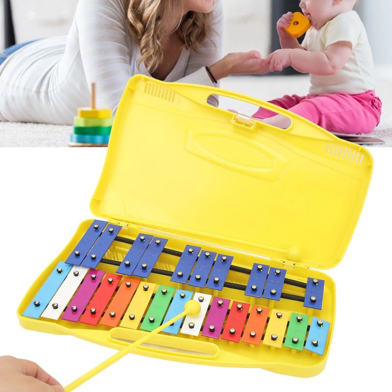 TATEE - Juguetes Metalófono 25 notas para preescolares amarillo