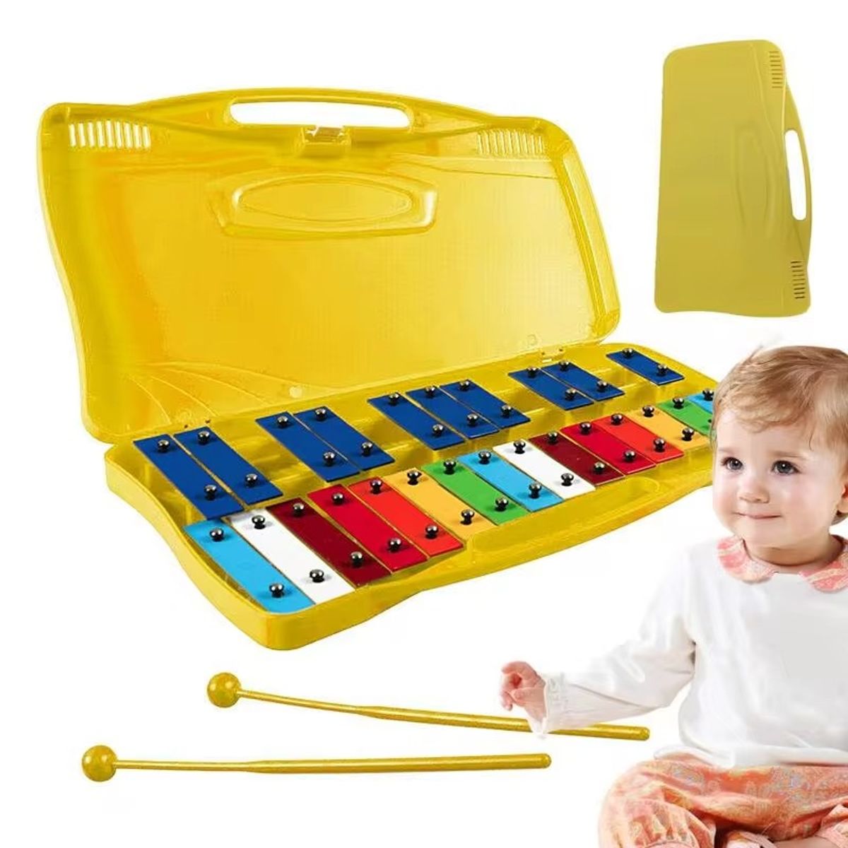 TATEE - Juguetes Metalófono 25 notas para preescolares amarillo