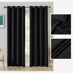 SUPERCENTER - 2 Paño Cortina 100% Blackout Engomada Termica 140x220 Cm Negro
