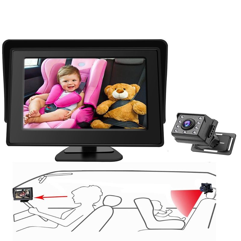 TATEE - Monitor de bebé para el auto con cámara trasera