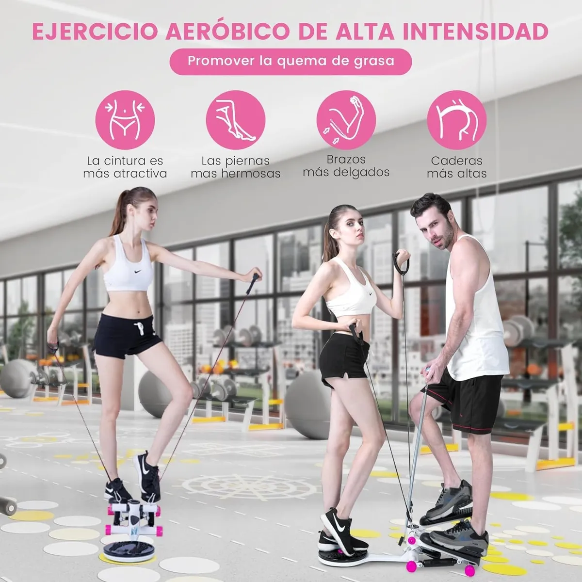 TATEE - mini eliptica Home Fitness multifuncional ajustable-rosa