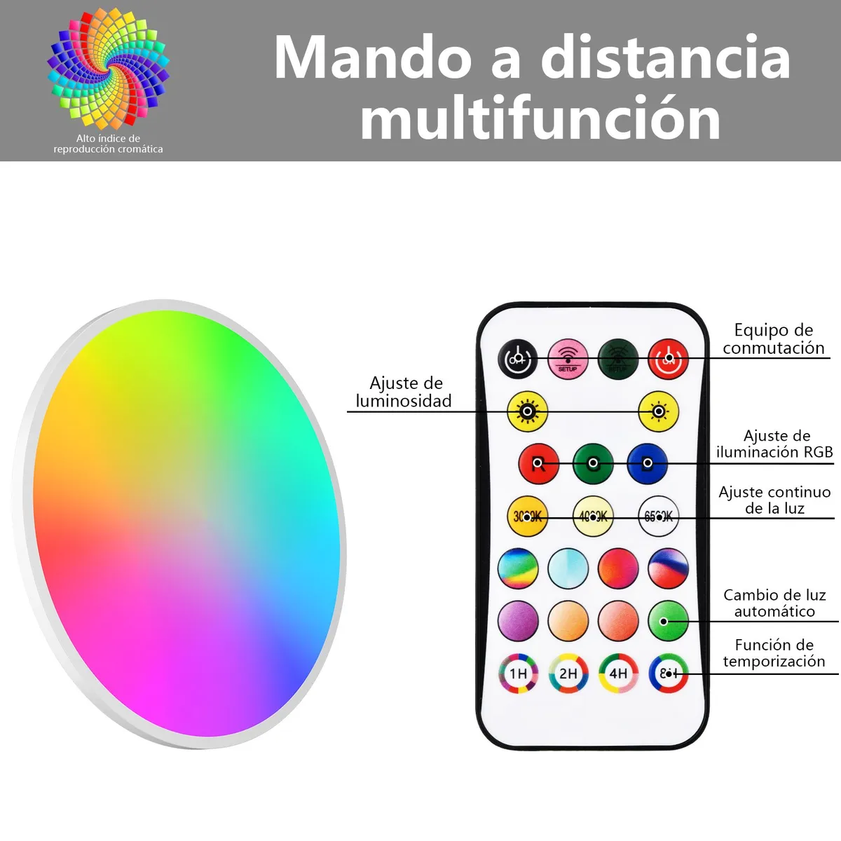 HALMAN - Blanco Luz LED Plafón RGB Control App 16M Colores