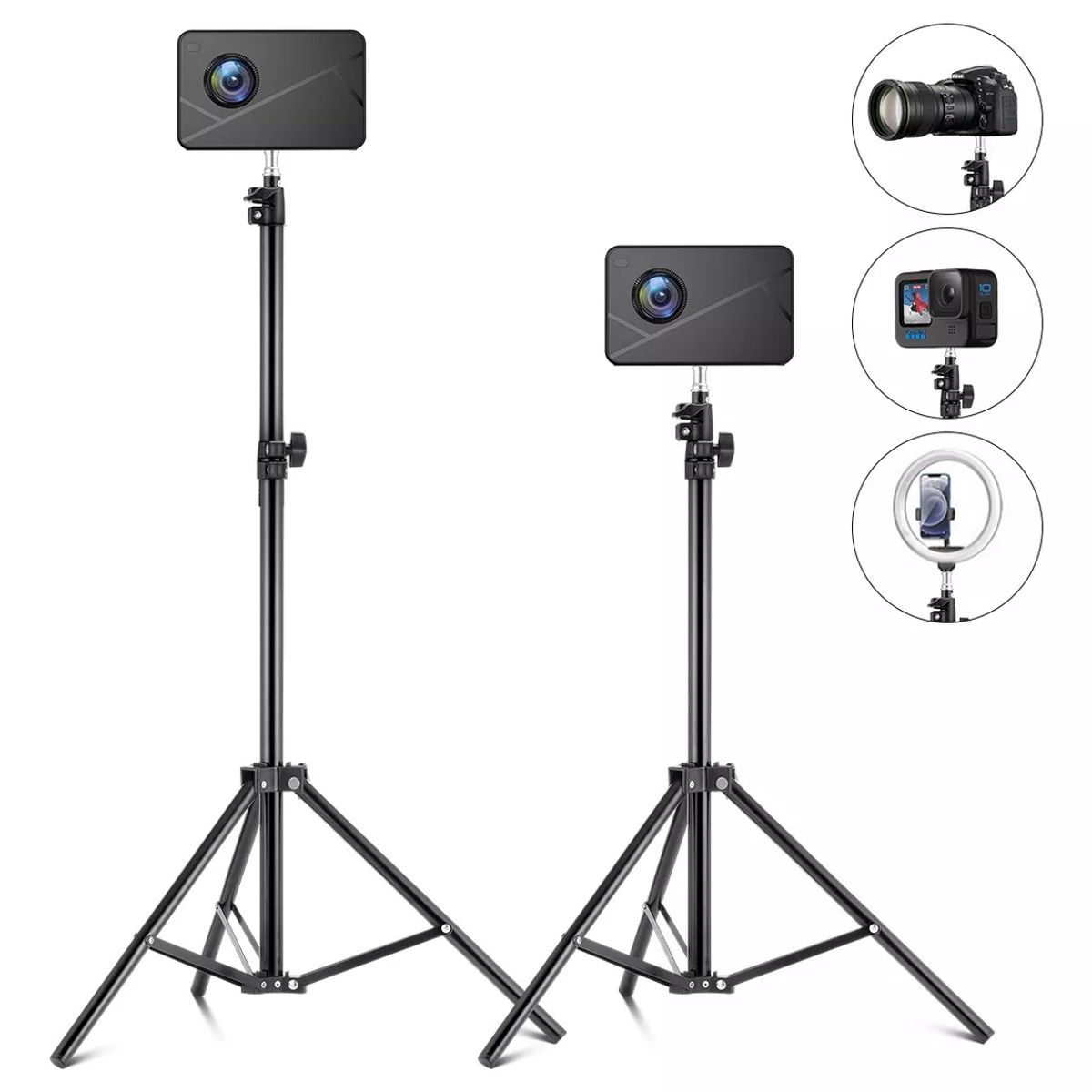 TATEE - Soporte Proyector Base 210cm Tripode Camara universal Metal Retráctil