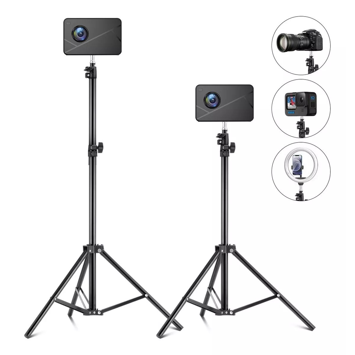 TATEE - Soporte Proyector Base 210cm Tripode Camara universal Metal Retráctil