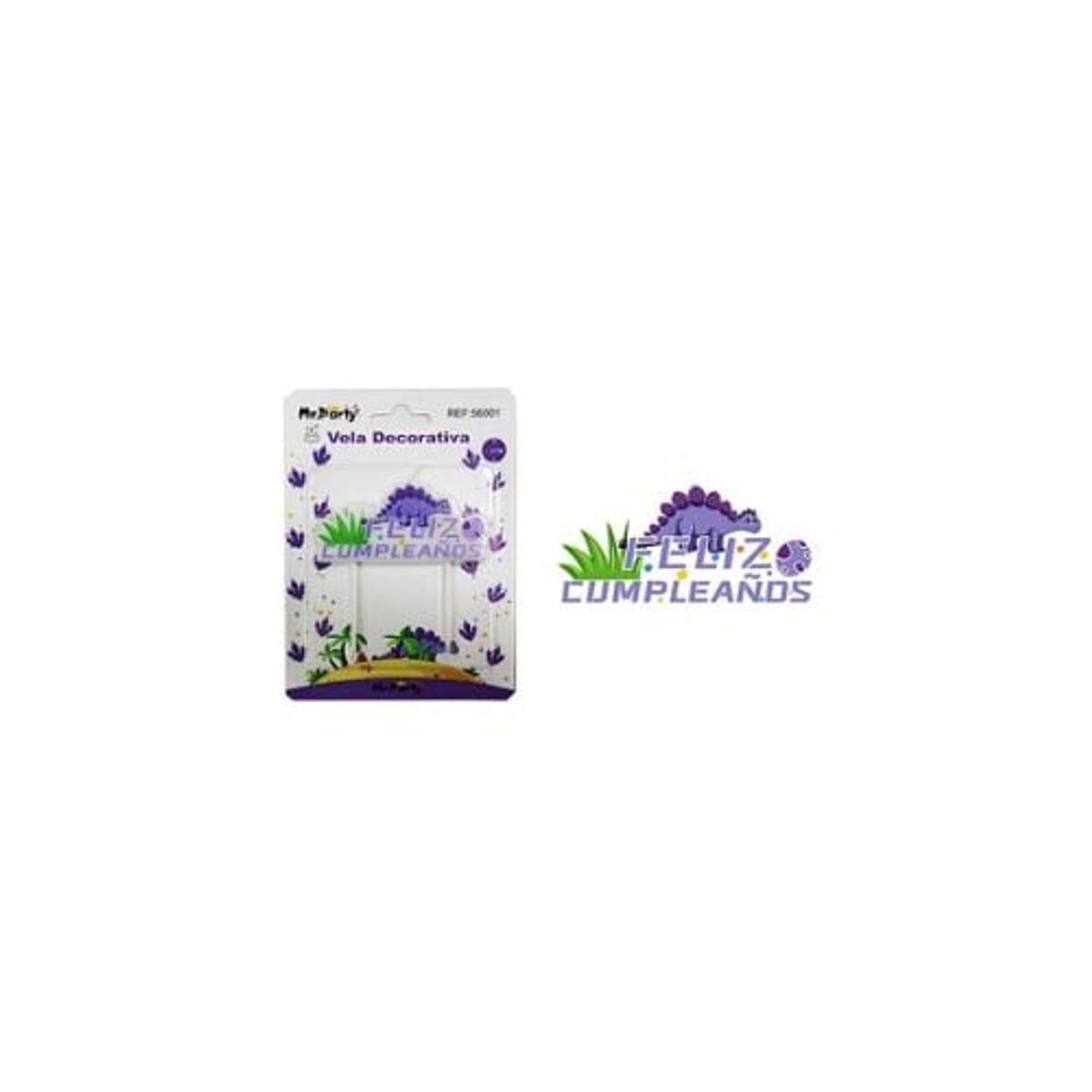 GENERICO - Vela De Feliz Cumpleaños Con Dinosaurio Morado 7cm