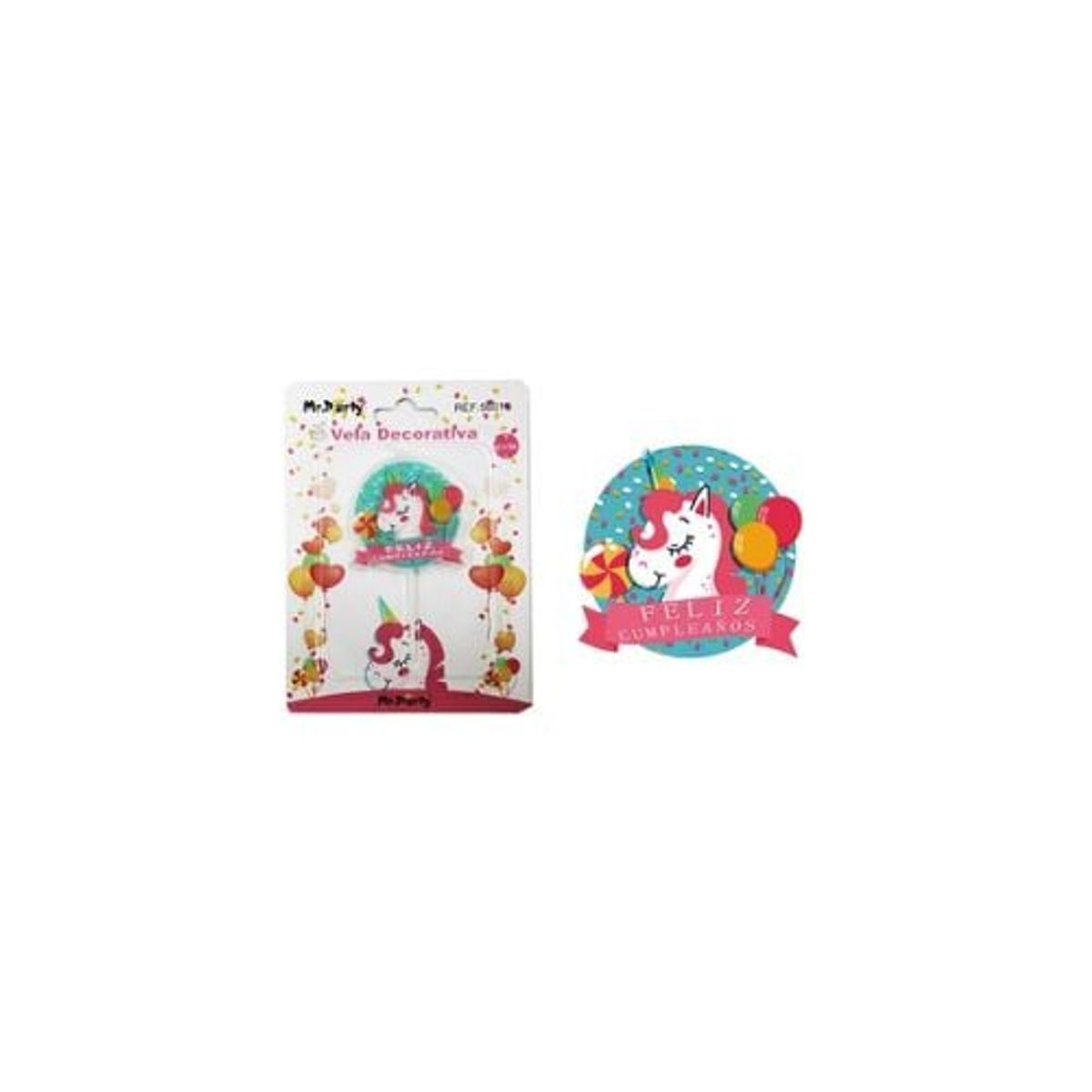 GENERICO - Vela De Feliz Cumpleaños Con Unicornio 8cm