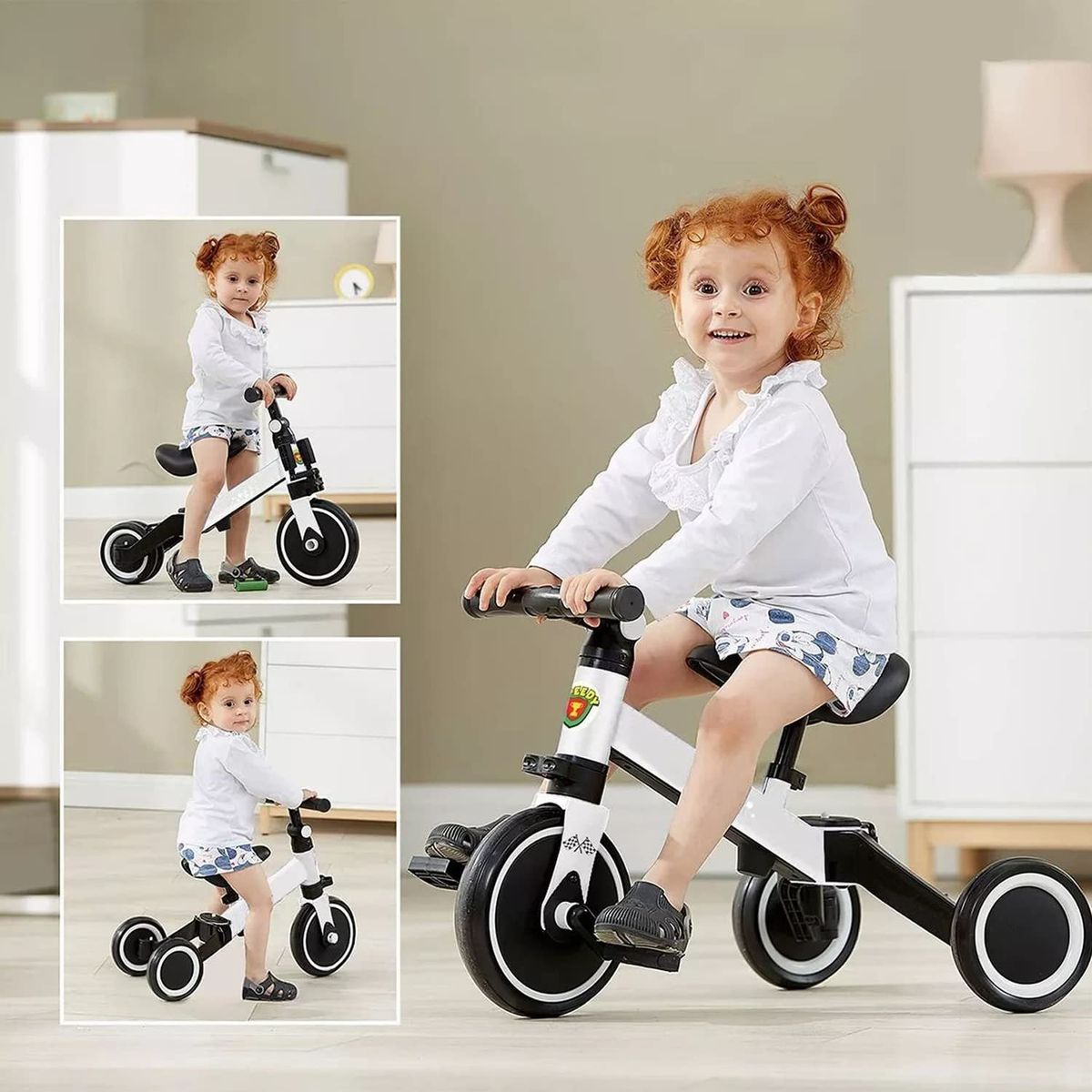 TATEE - Bicicleta infantil 3 en 1 con pedales Spinning bike