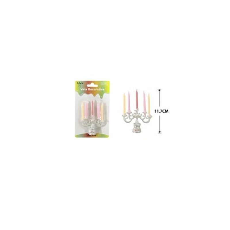 GENERICO - Velas Candelabro Multicolor 11cm