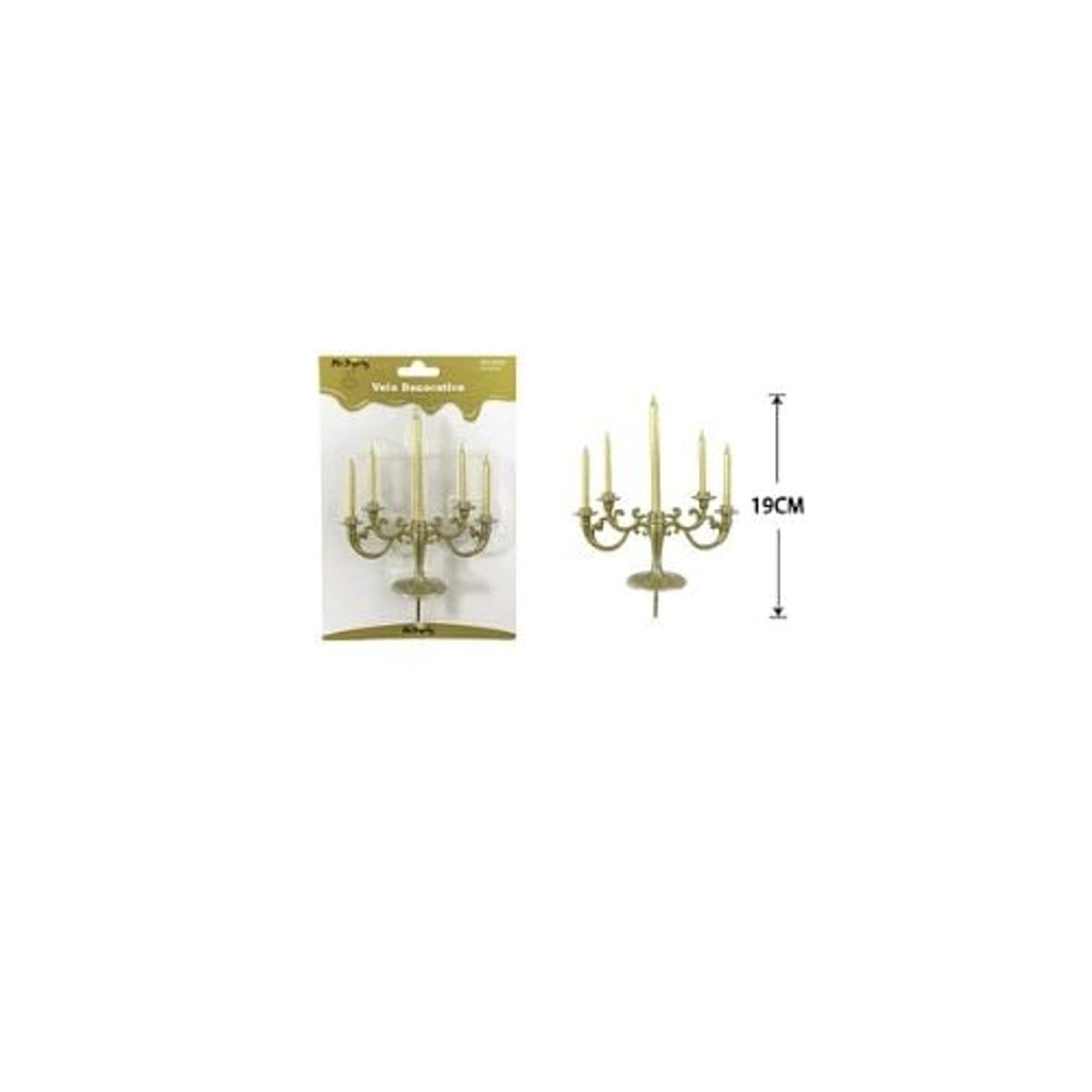 GENERICO - Velas Candelabro Dorado 5x19cm 5pcs