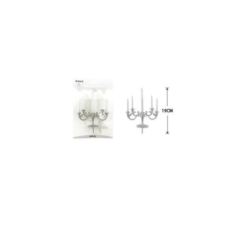 GENERICO - Velas Candelabro Plateado 5x19cm 5pcs