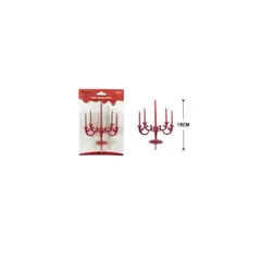 GENERICO - Velas Candelabro Rojo 5x19cm 5pcs