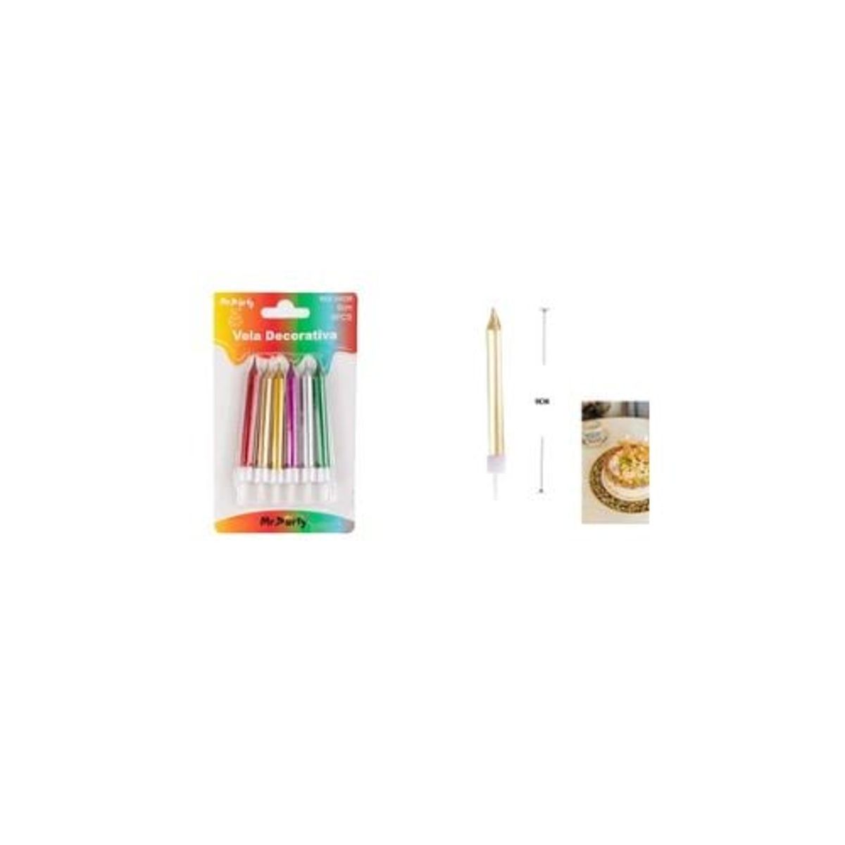 GENERICO - Velas Multicolor Metálico 9cm 6pcs