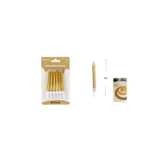 GENERICO - Velas Espiral Dorado Metálico 9cm 6pcs
