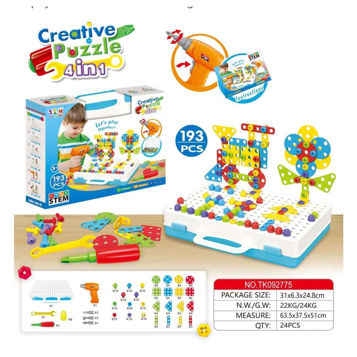 GENERICO - Maleta Interactiva De Herramientas Para Niños 193 Piezas