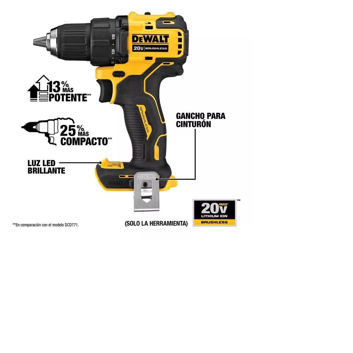 DEWALT - Taladro Atornillador Dewalt Dcd708d2-b2 Atomic 20v 12