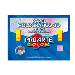 PROARTE - Estuche Papel Holografico Adhesivo 6 Hjs 6 Colores 23X33Cm