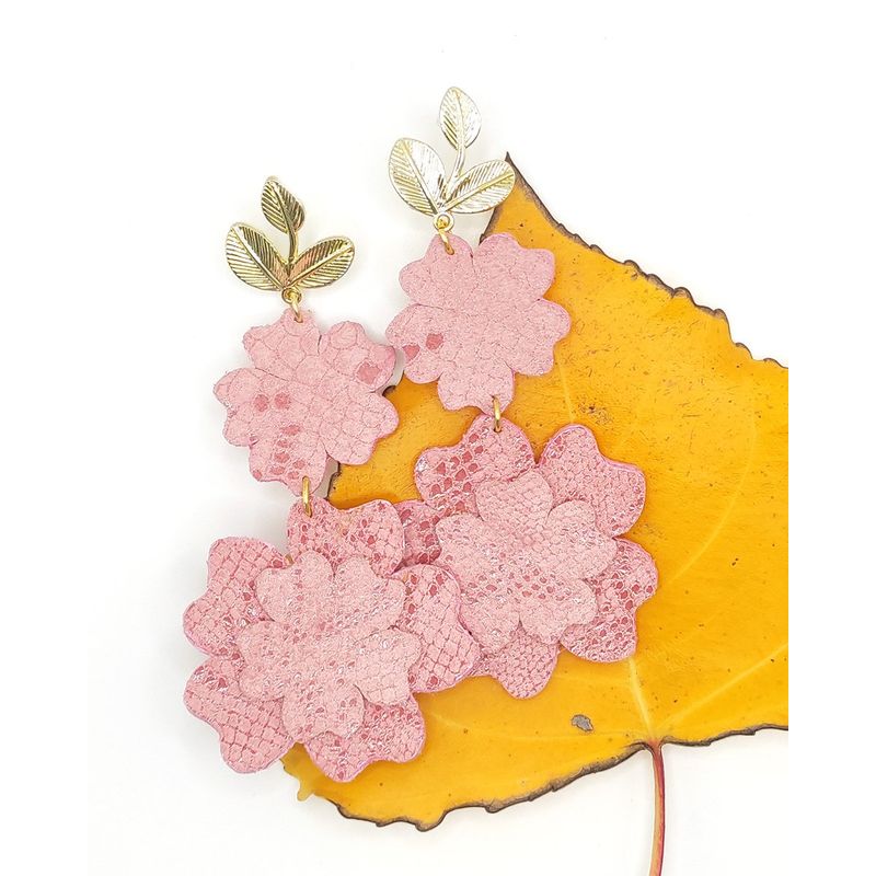 JARDIN DEL ESTE - Aros de cuero Peonias Fucsia