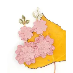 JARDIN DEL ESTE - Aros de cuero Peonias Fucsia