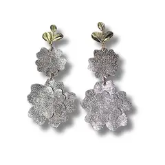 JARDIN DEL ESTE - Aros Plata de cuero Peonías