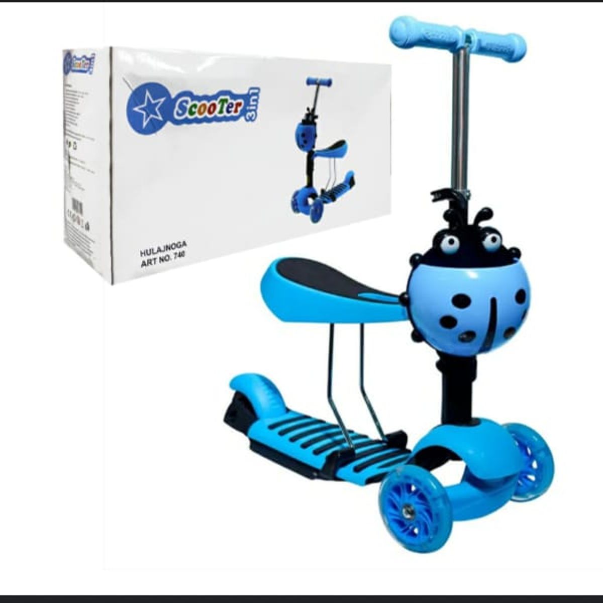 GENERICO - SCOOTER MONOPATIN 3 EN 1 AJUSTABLE CHINITA / COLOR CELESTE