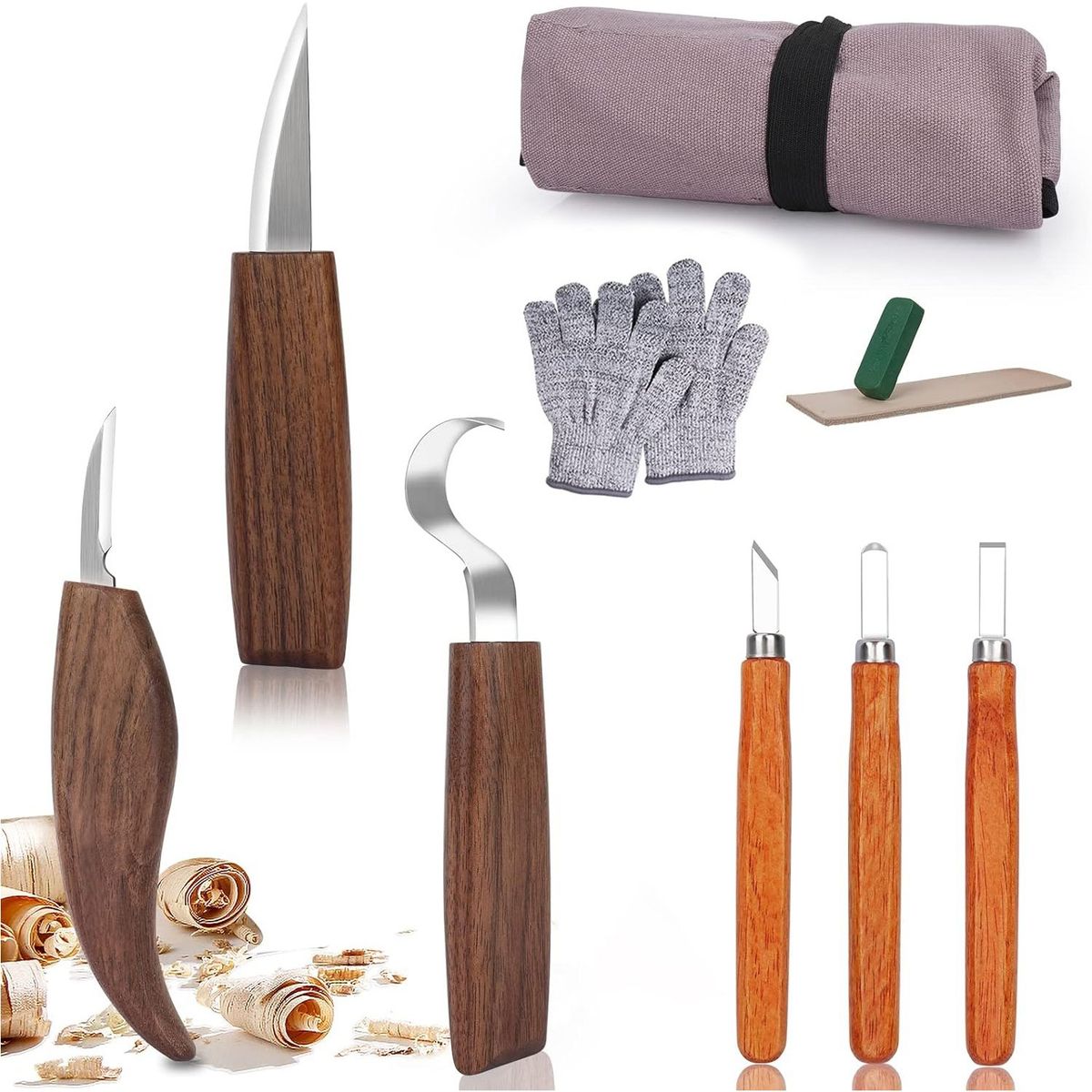 KUANGYE - Kit De 10 Cuchillo Cincel Gubia Tallar Madera Carpintería