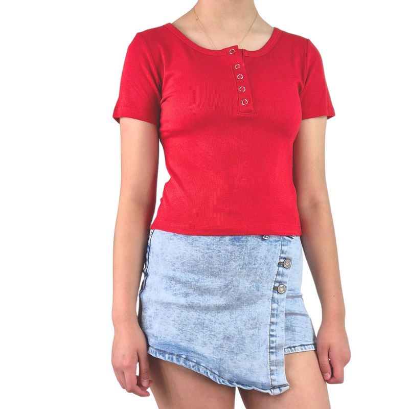 MPROPIA - Top Acanalado Mujer Polera Manga Corta Fashion 061_.