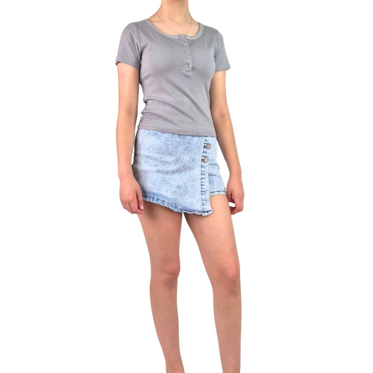 LIKE SHOP - Top Acanalado Mujer Polera Manga Corta Fashion 061