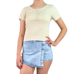 MPROPIA - Top Acanalado Mujer Polera Manga Corta Fashion 061_.
