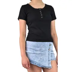 LIKE SHOP - Top Acanalado Mujer Polera Manga Corta Fashion 061
