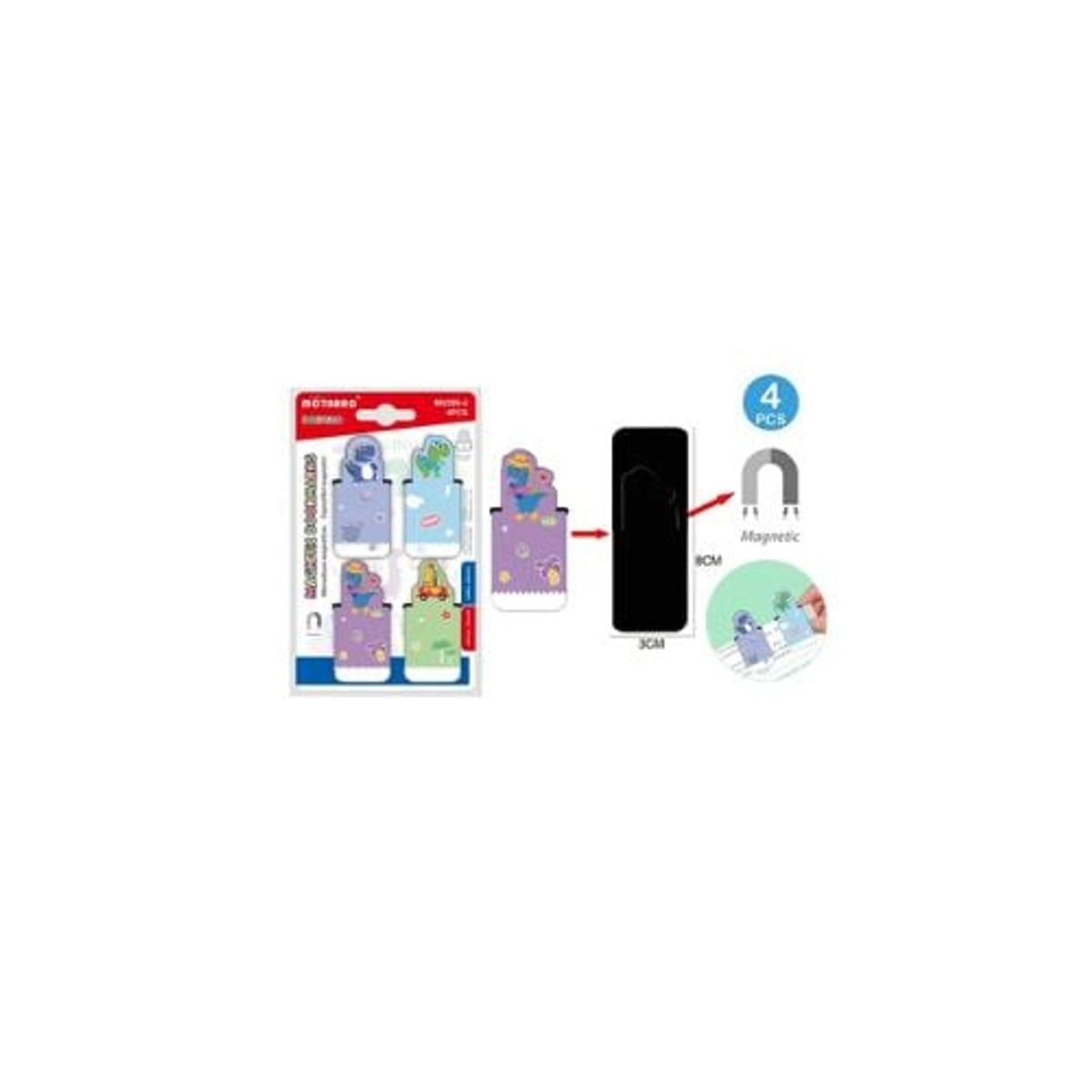 GENERICO - Marcadores Magnéticos Dinosaurio 4 Pcs