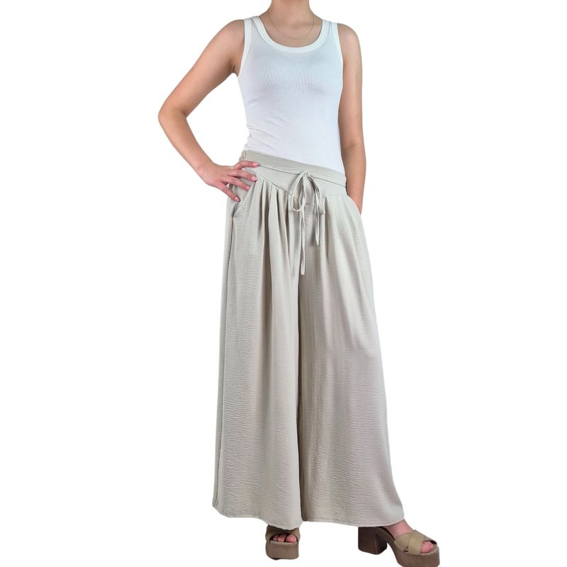 MPROPIA - Pantalon Palazzo Algodon Mujer Tipo Lino Casual Playero 3001