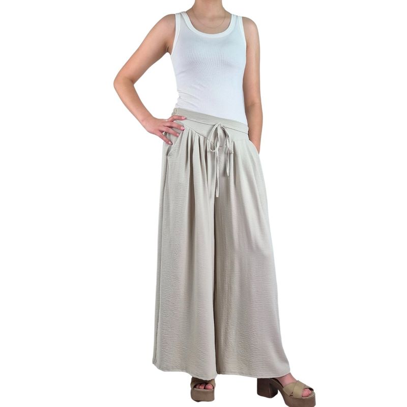 MPROPIA - Pantalon Palazzo Algodon Mujer Tipo Lino Casual Playero 3001